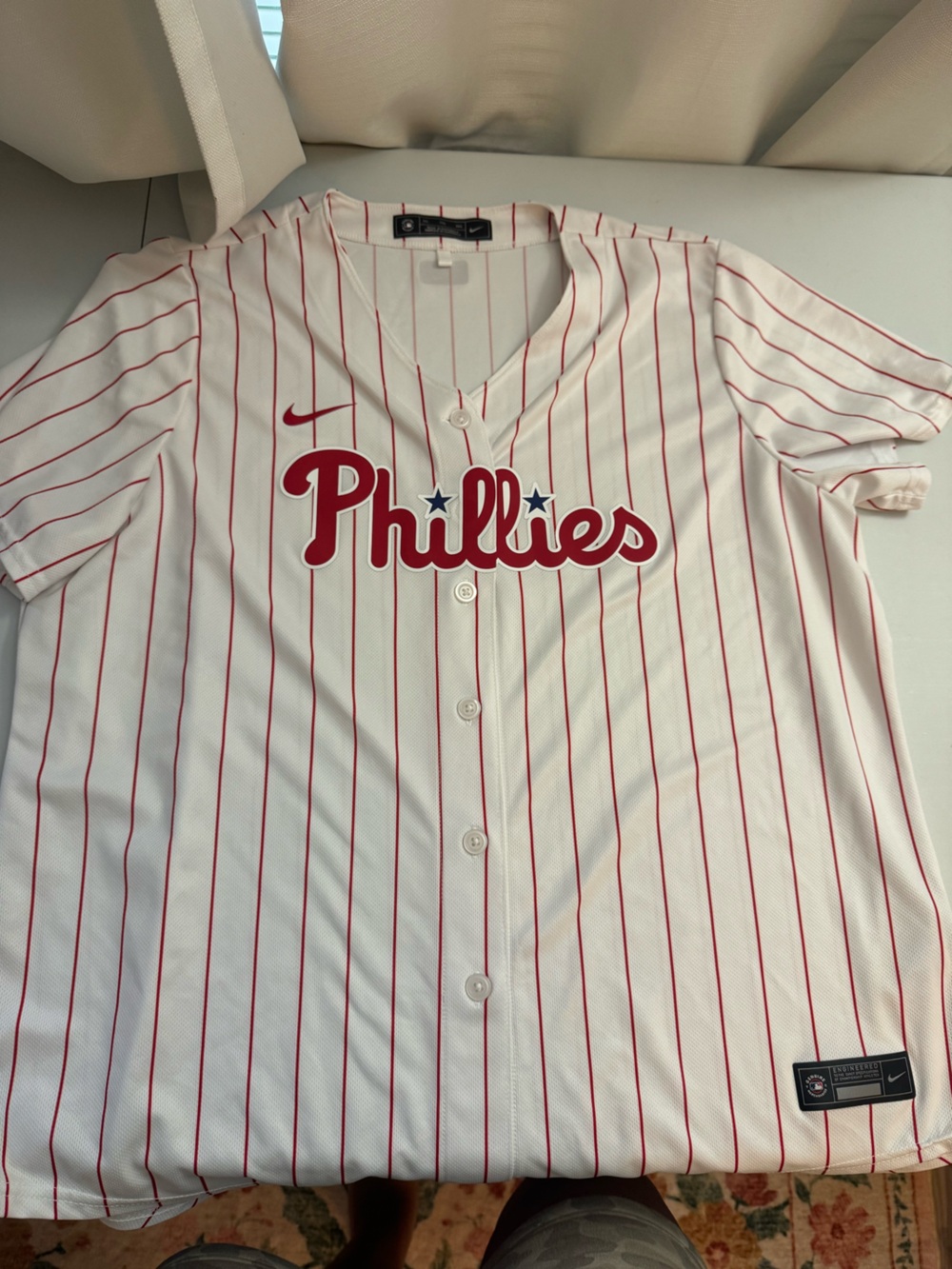 Nike White Jersey with Red Pinstripes
